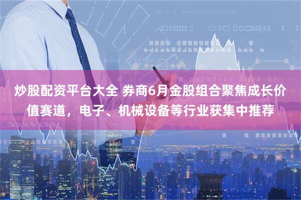 炒股配资平台大全 券商6月金股组合聚焦成长价值赛道，电子、机械设备等行业获集中推荐