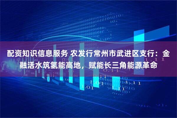配资知识信息服务 农发行常州市武进区支行：金融活水筑氢能高地，赋能长三角能源革命