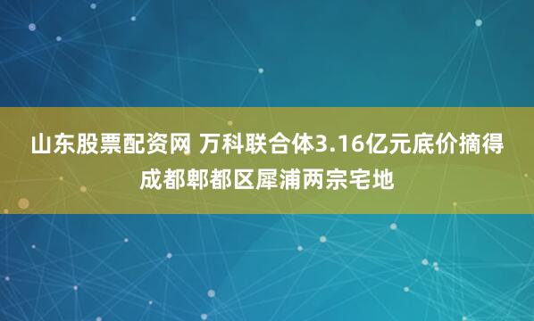 山东股票配资网 万科联合体3.16亿元底价摘得成都郫都区犀浦两宗宅地